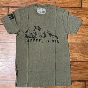 Men’s Olive Green 'Coffee or Die' Graphic Tee Black Rifle Coffee Company Size S